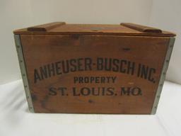 Budweiser Anheuser-Busch Wood Crate with Hinged Lid