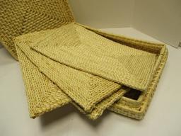 Woven Storage Basket with Four Woven Placemats