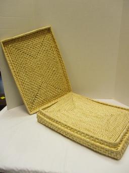 Woven Storage Basket with Four Woven Placemats