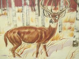 Deer Painting on Canvas Signed R. Swanson