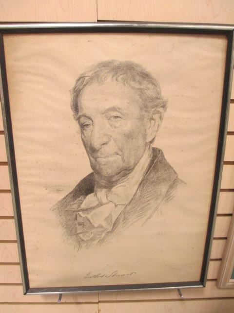 Antique Framed Litho of Gilbert Stuart