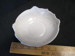 White Roseville Pottery Two Handled Bowl with Original Sticker