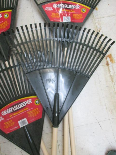 Six Ames True Temper Greensweeper 24" Widesweep Rakes