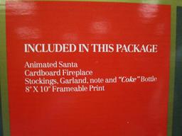 Vintage Limited Edition Animation Collection Coca-Cola Santa In Original Box w/ Cardboard Fireplace