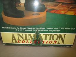 Vintage Limited Edition Animation Collection Coca-Cola Santa In Original Box w/ Cardboard Fireplace