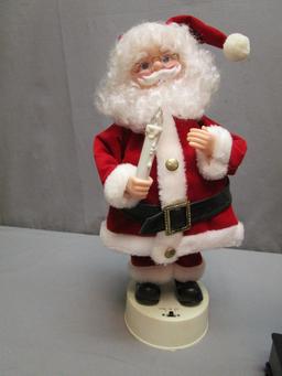 2 Vtg Animated Santa's - Needs Batteries