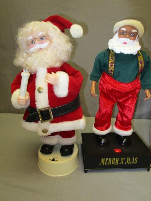 2 Vtg Animated Santa's - Needs Batteries