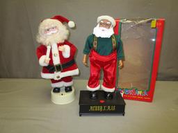 2 Vtg Animated Santa's - Needs Batteries