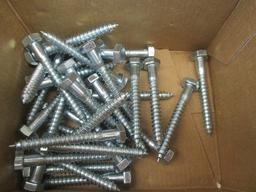 Two Boxes of Midwest Fastener 5/16 x 6 Zinc Hex Lag Screws, 3/8 x 1 Zinc Unslotted