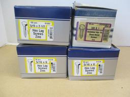 Two Boxes of Midwest Fastener 5/16 x 6 Zinc Hex Lag Screws, 3/8 x 1 Zinc Unslotted