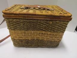 Woven Picnic Basket w/ leather straps