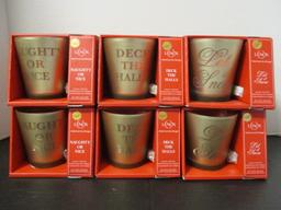 6 Lenox Votive Holders-Let It Snow, Deck the Halls,