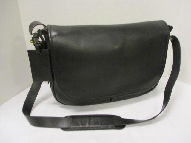 Ralph Lauren Black Leather Messenger Bag