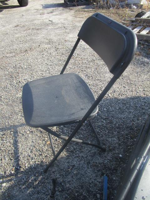 12 Black Metal Folding Chairs with Plastic Back and Seat