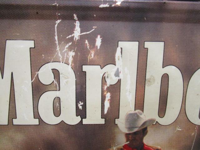 Metal Marlboro Cowboy on Horse in River Cigarette Sign