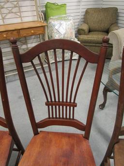 Three Wood Chairs with Spindle Trellis Back