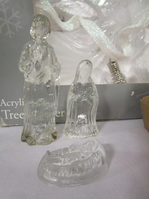Home Trends Acrylic Angel Tree Topper, Clear Glass Nativity Pieces and Ornaments
