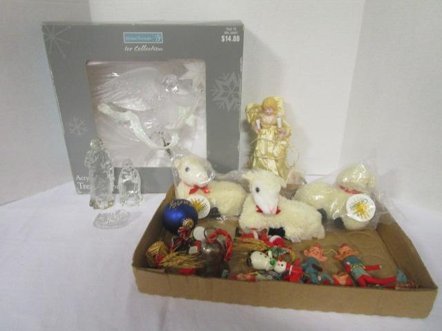 Home Trends Acrylic Angel Tree Topper, Clear Glass Nativity Pieces and Ornaments