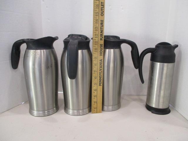 Four Stainless Carafes