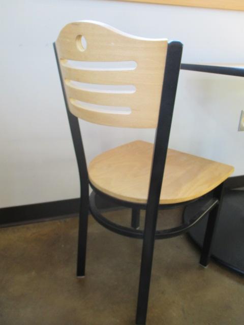 Table with Two Metal and Wood Chairs