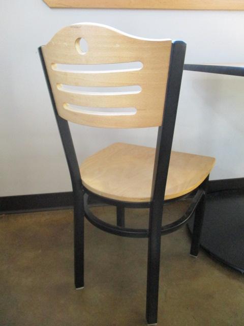 Table with Two Metal and Wood Chairs