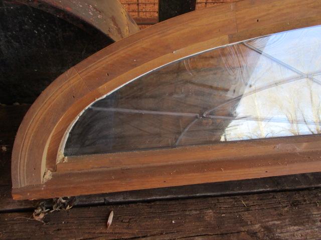 Leaded Glass Wood Frame Arch Window