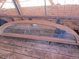 Leaded Glass Wood Frame Arch Window