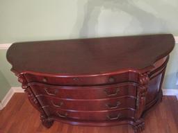 Ornately Carved 4 Drawer/2 Door Bow Front Buffet Server