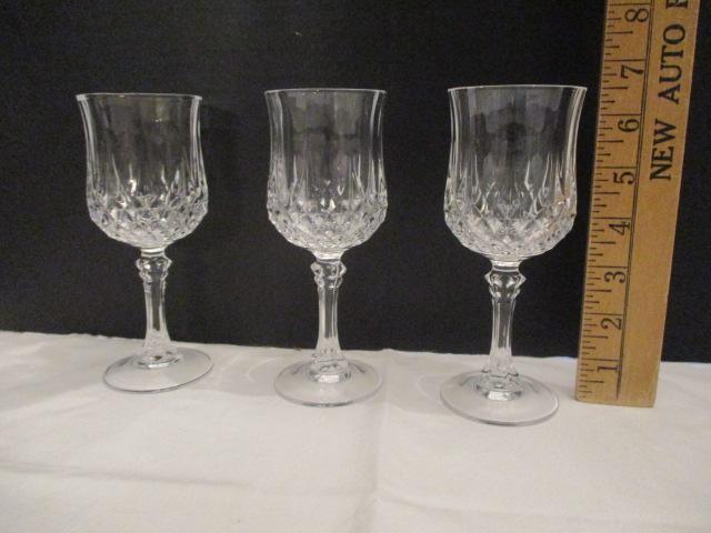 Three Crystal Wine Glasses