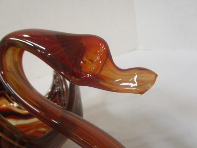 Art Glass Swan Dish