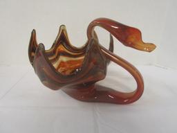 Art Glass Swan Dish