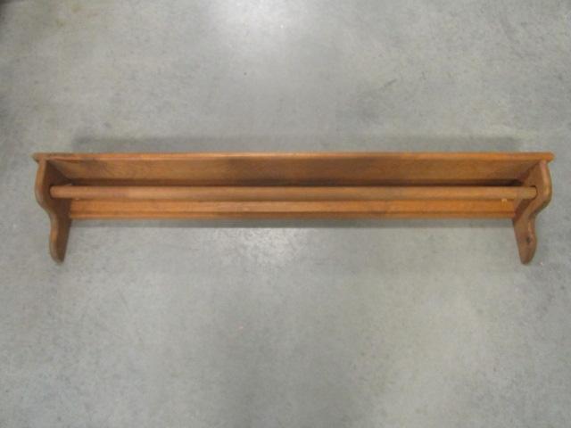 Wood Wall Shelf with Hanging Rod