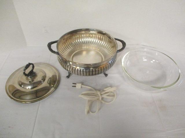 Sheridan Silver Co. Electric Chafing Dish with Pyrex Glass Dish