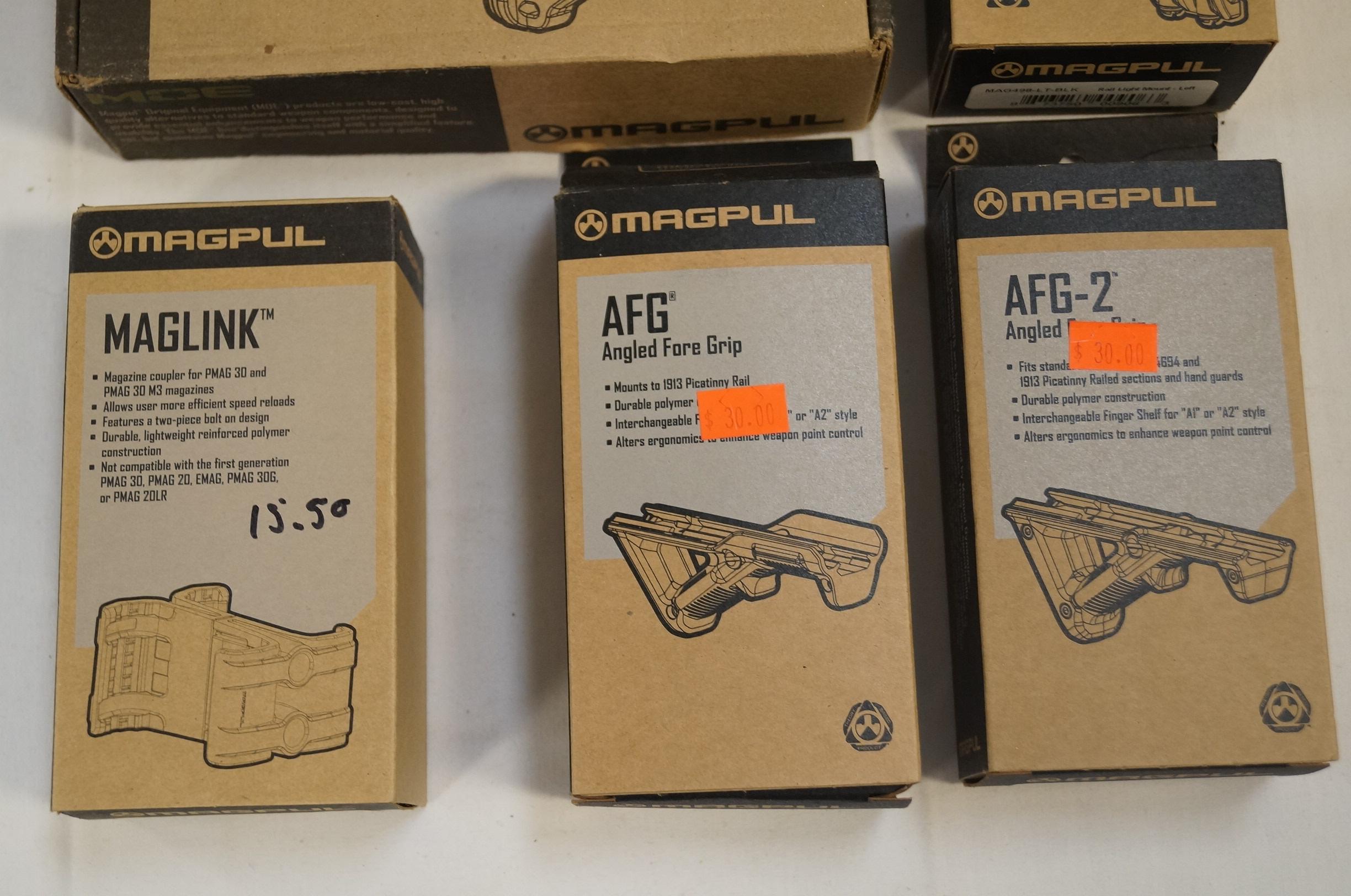 Magpul MOE Carbine Stock, Rail Light Mount, Maglink, AFG, & AFG-2