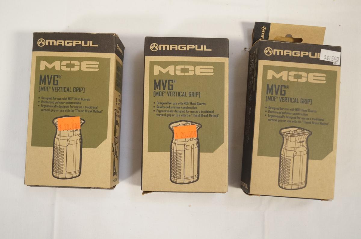 3 Magpul MVG - MOE Vertical Grip - (2)BLK & (1)FOL