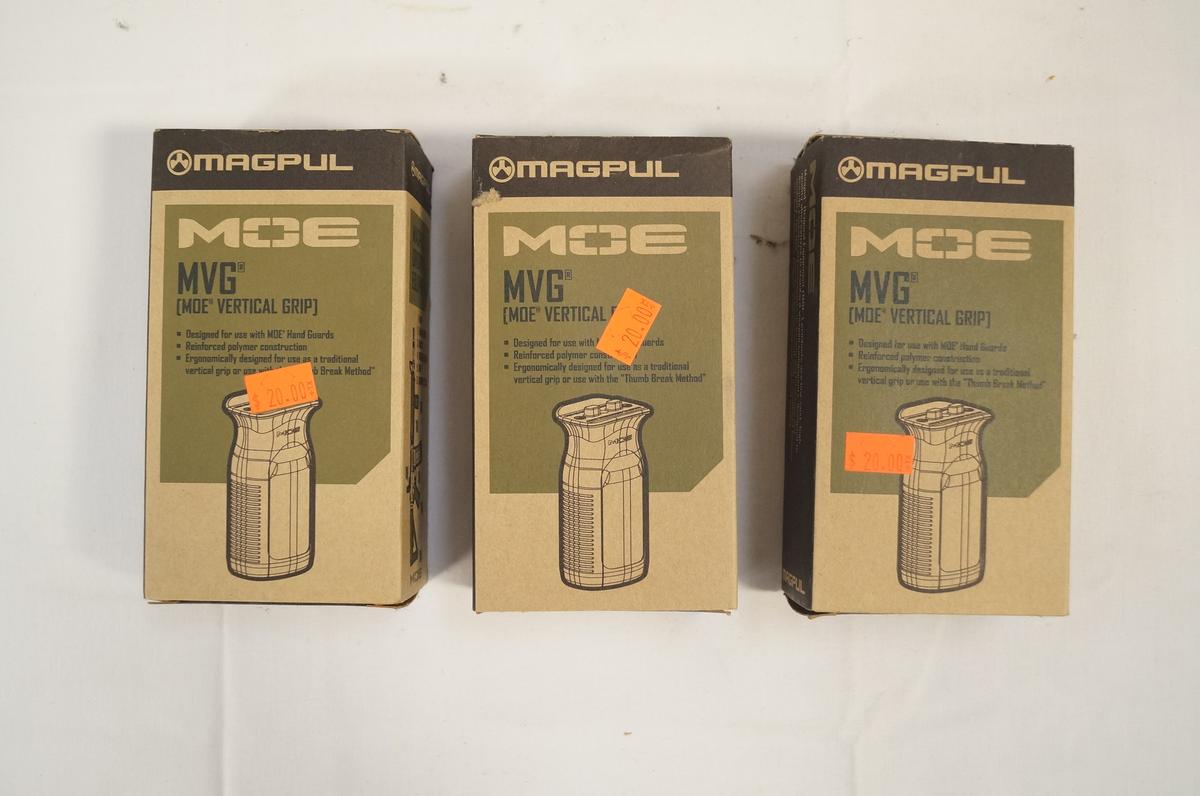 3 Magpul MVG - MOE Vertical Grip - (2)BLK & (1)FOL