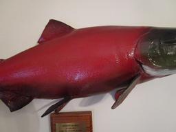 Sockeye Salmon Full Body Taxidermy Mount with Wood Date/Location Plaque