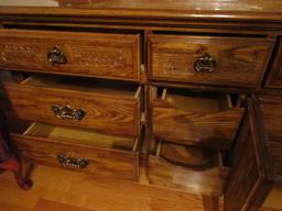 Two Piece Wood 3 Over 4 Drawer/1Door Dresser with Mirrored Hutch