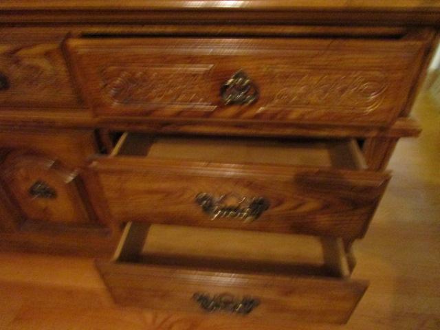 Two Piece Wood 3 Over 4 Drawer/1Door Dresser with Mirrored Hutch