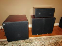 RBH TS-10AP Subwoofer, MC-414C Center Speaker, Two MC-6C Bookshelf Speakers