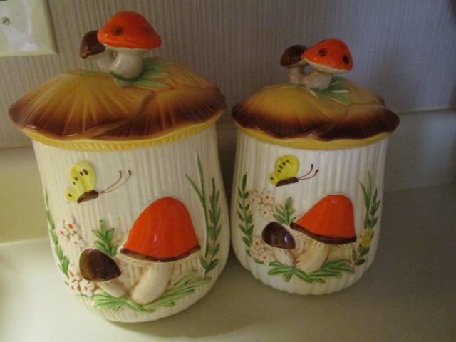 Vintage Sears 4 Piece Merry Mushroom Canister Set