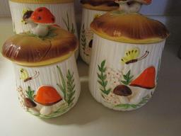 Vintage Sears 4 Piece Merry Mushroom Canister Set