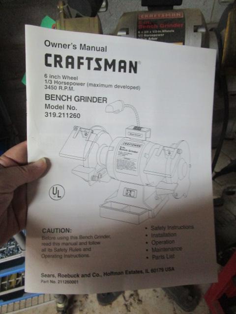 Craftsman 6" Bench Grinder on Adjustable Stand