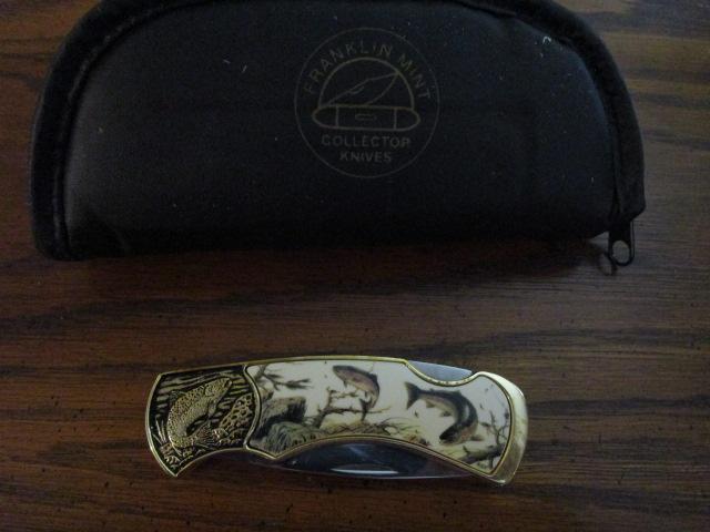Franklin Mint Rainbow Trout Collector Knife in Case