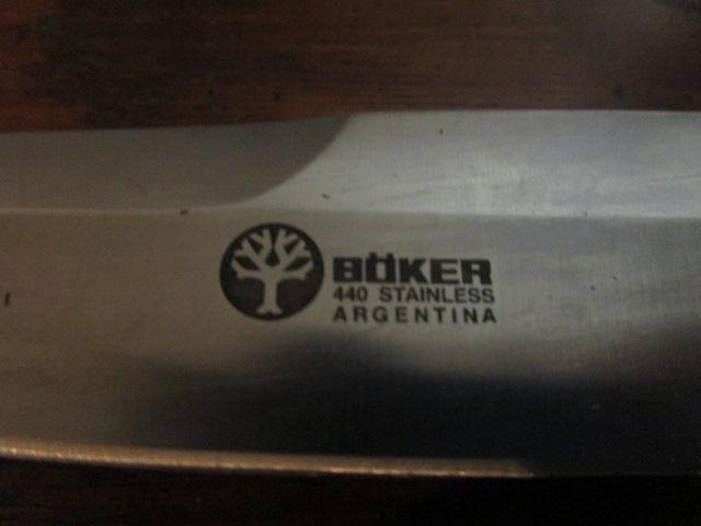 Boker Fixed Blade 440 Stainless Knife in Leather Sheath