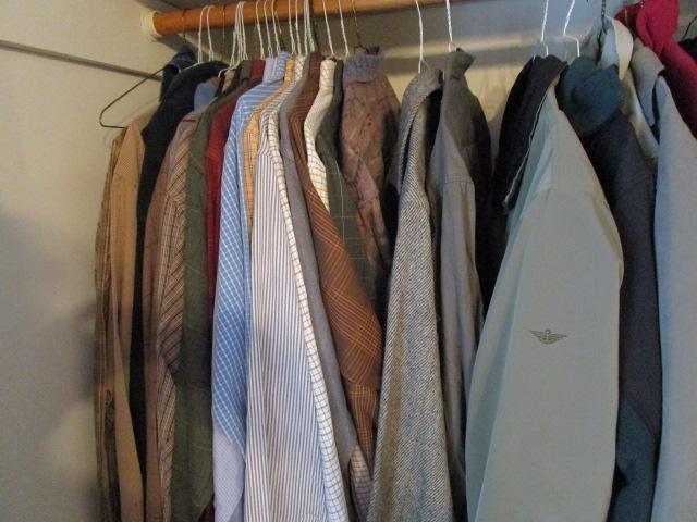 Closet Contents of NICE Name Brand Men's Clothes, Jackets, Shoes, Hats and