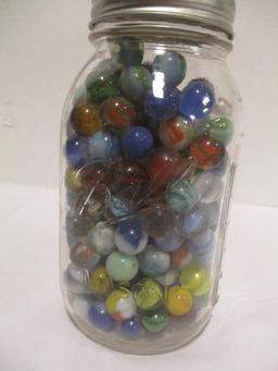 Quart Ball Mason Jar of Marbles