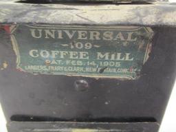 Vintage Universal 109 Coffee Mill and Lidded Enamel Pot
