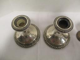 Pair of Alvin Weighted Sterling Silver Candle Holders, Pair of Crown Sterling