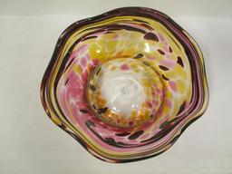 Signed Loretta Eby Art Glass Bowl